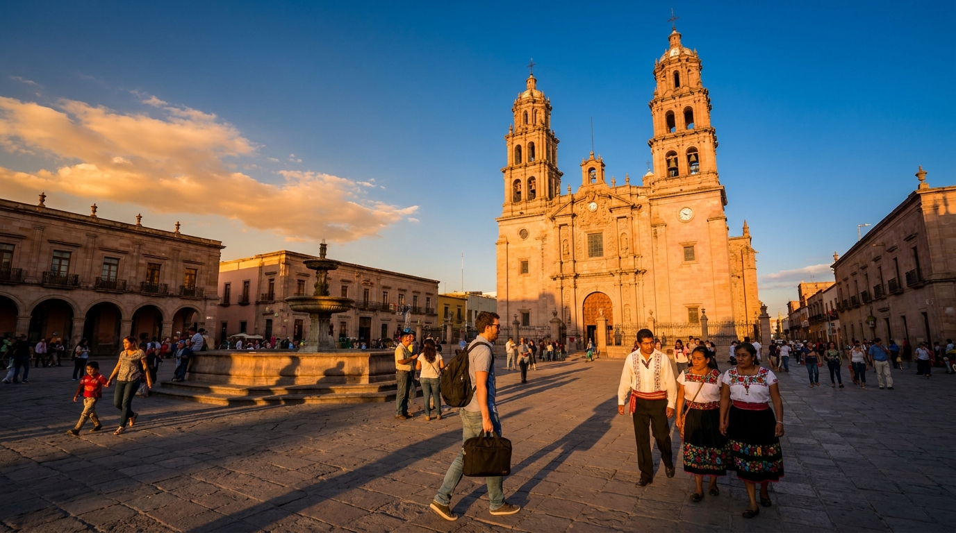 San Luis Potosí Centro Histórico at golden hour — guide for expats, digital nomads, and tourists 2026